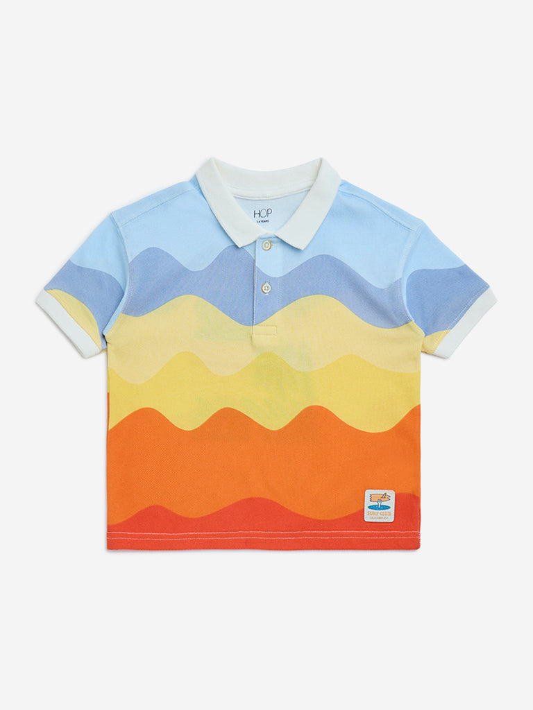 Tシャツ・カットソー BOTTER Multicolor Cotton Polo Shirt Buy HOP Kids Multicolour Wave Printed Cotton Polo T-Shirt