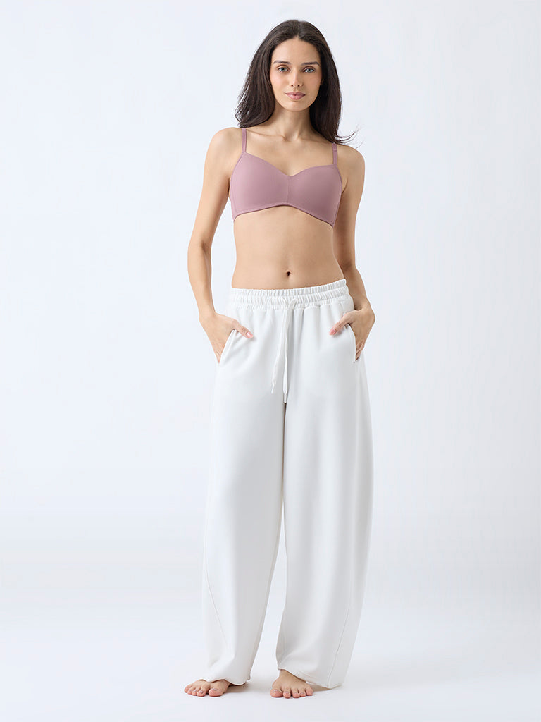 Wunderlove Dusty Pink Ribbed-Textured Padded Bra