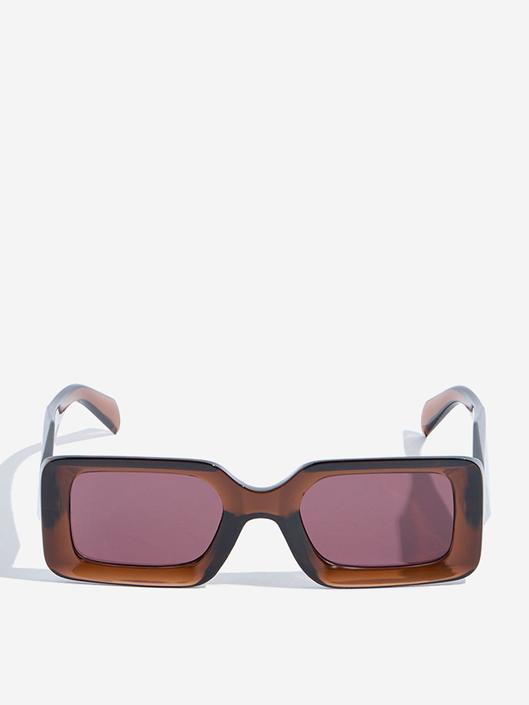 Westside Accessories Brown Rectangular Sunglasses with Pouch
