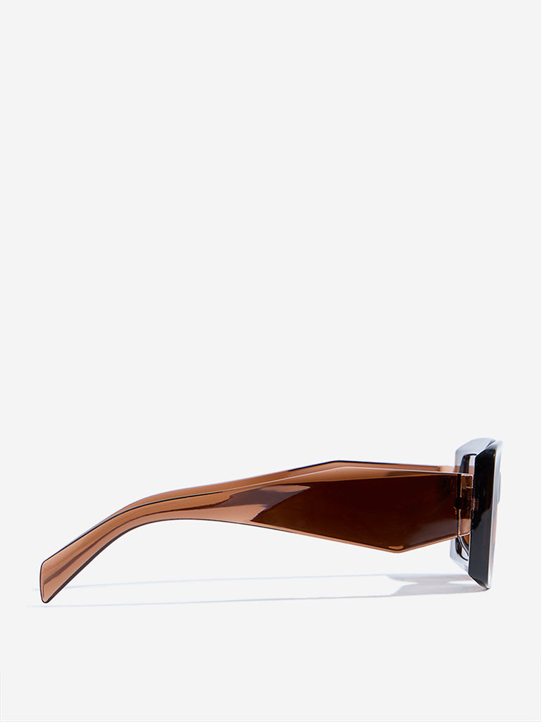 Westside Accessories Brown Rectangular Sunglasses with Pouch