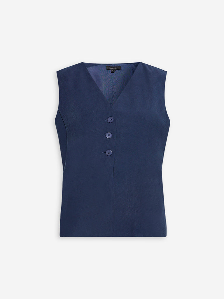 Westside Wardrobe Women's Navy Solid Vest Top for Work Wear Flatly View