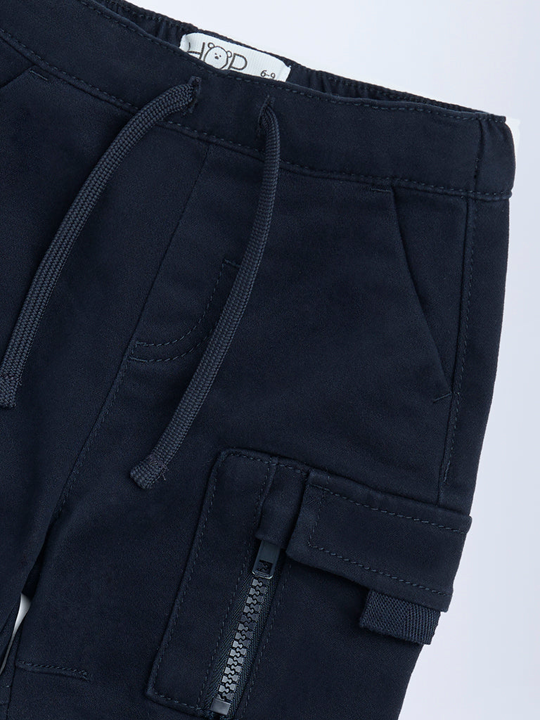HOP Baby Boys Black Mid-Rise Cotton-Blend Joggers