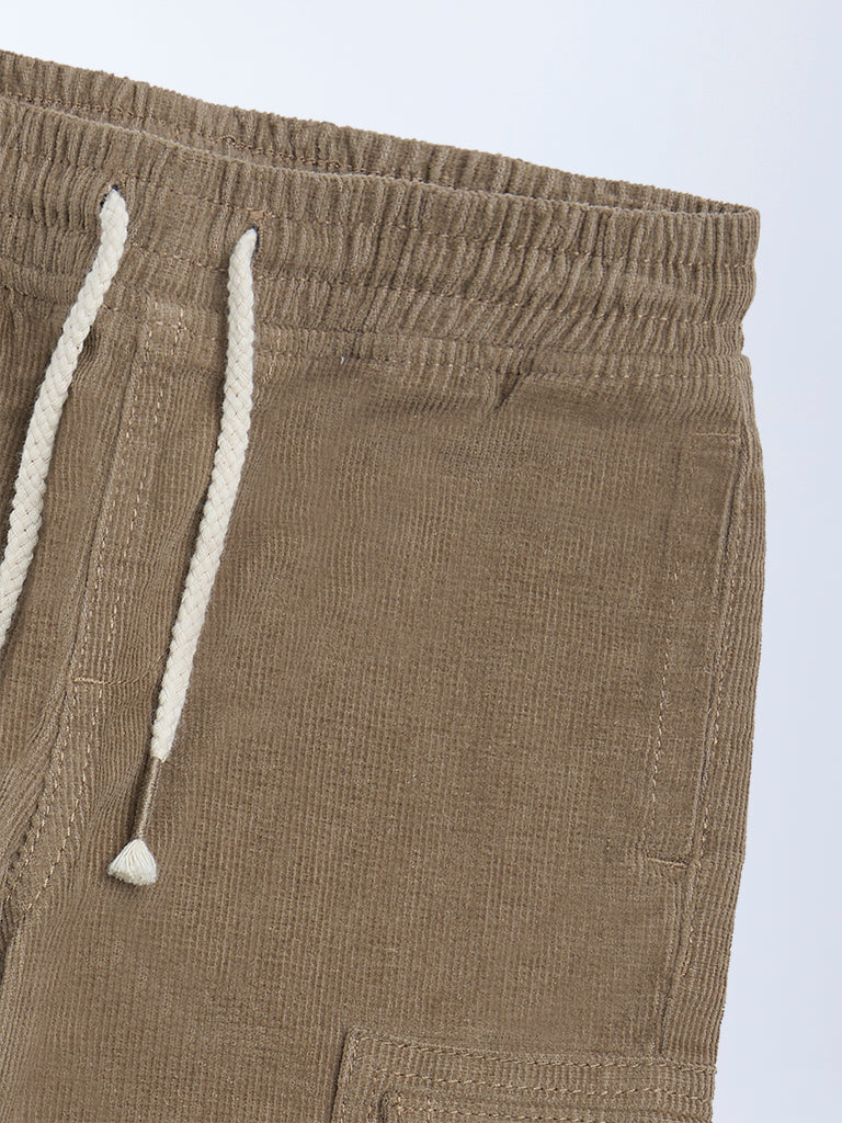 HOP Kids Boys Brown Mid-Rise Corduroy Joggers