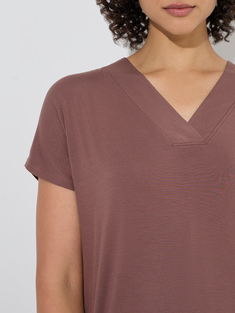 Westside Wunderlove Women's Brown Solid Cotton T-Shirt for Casual Wear Zoom View