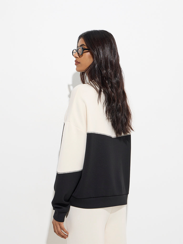 LOV Black Colour-Blocked Sweatshirt