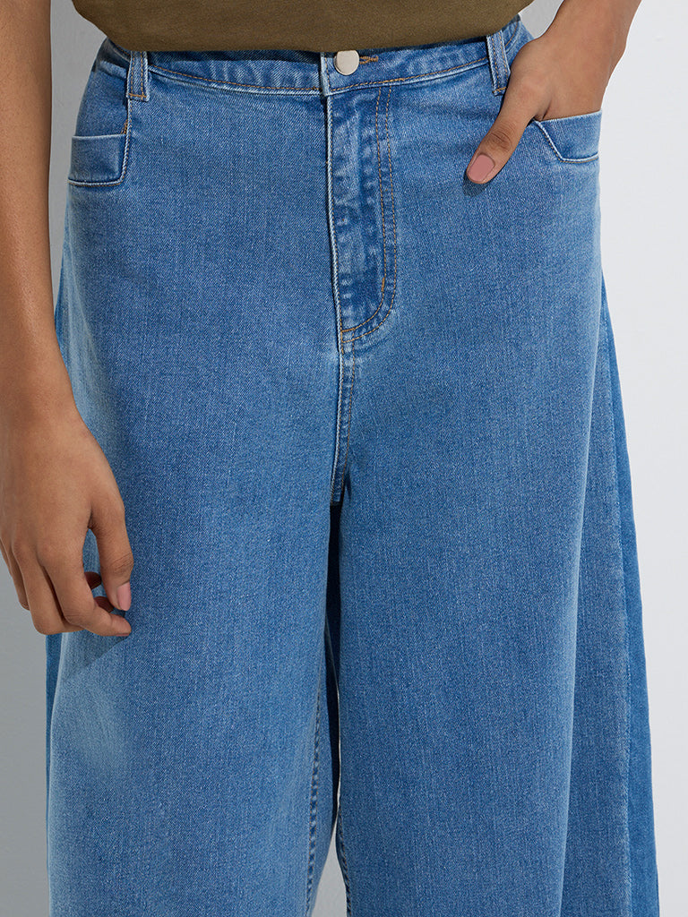 Westside LOV Women's Blue Wide-Leg High-Rise Jeans for Casual Wear Zoom View