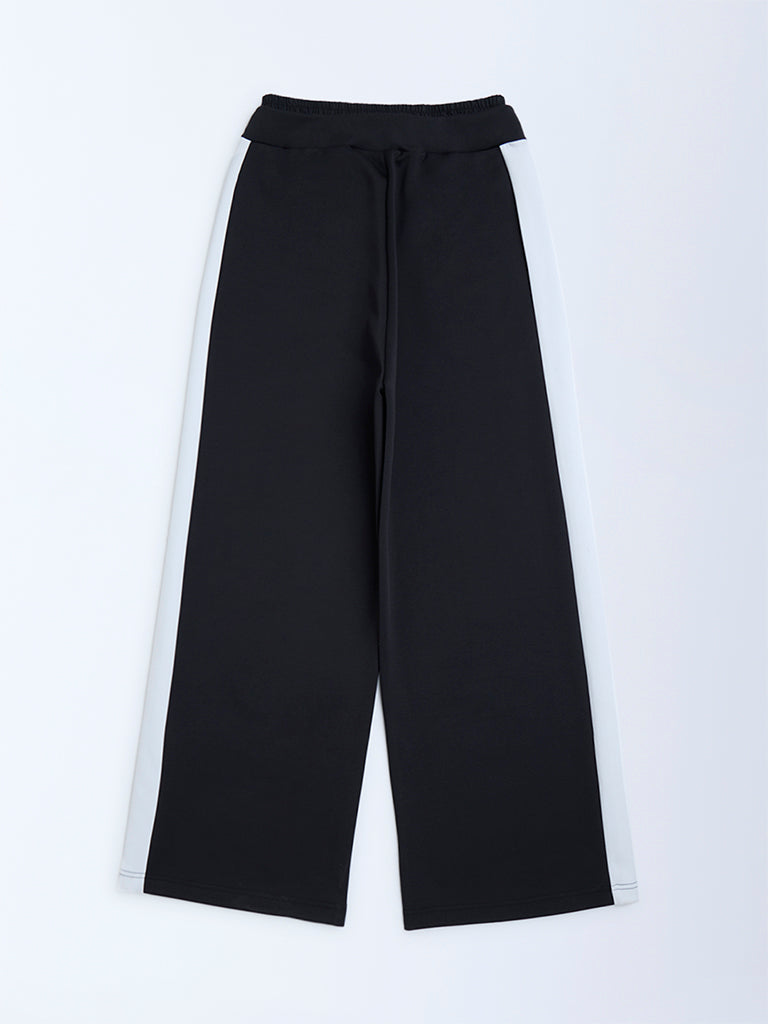 Y&F Kids Black Stripe Detailed Mid-Rise Pants