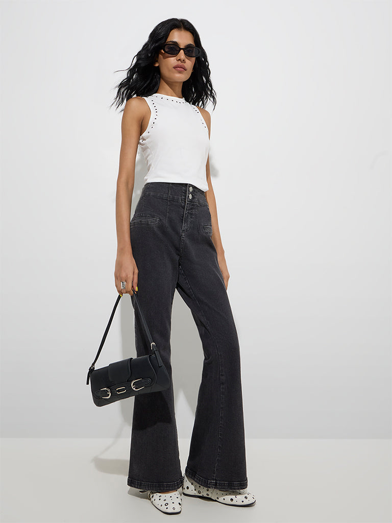 Buy Nuon Grey Bootcut High-Rise Jeans from Westside