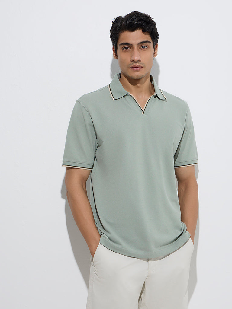 WES Casuals Sage Relaxed-Fit Cotton-Blend Polo T-Shirt
