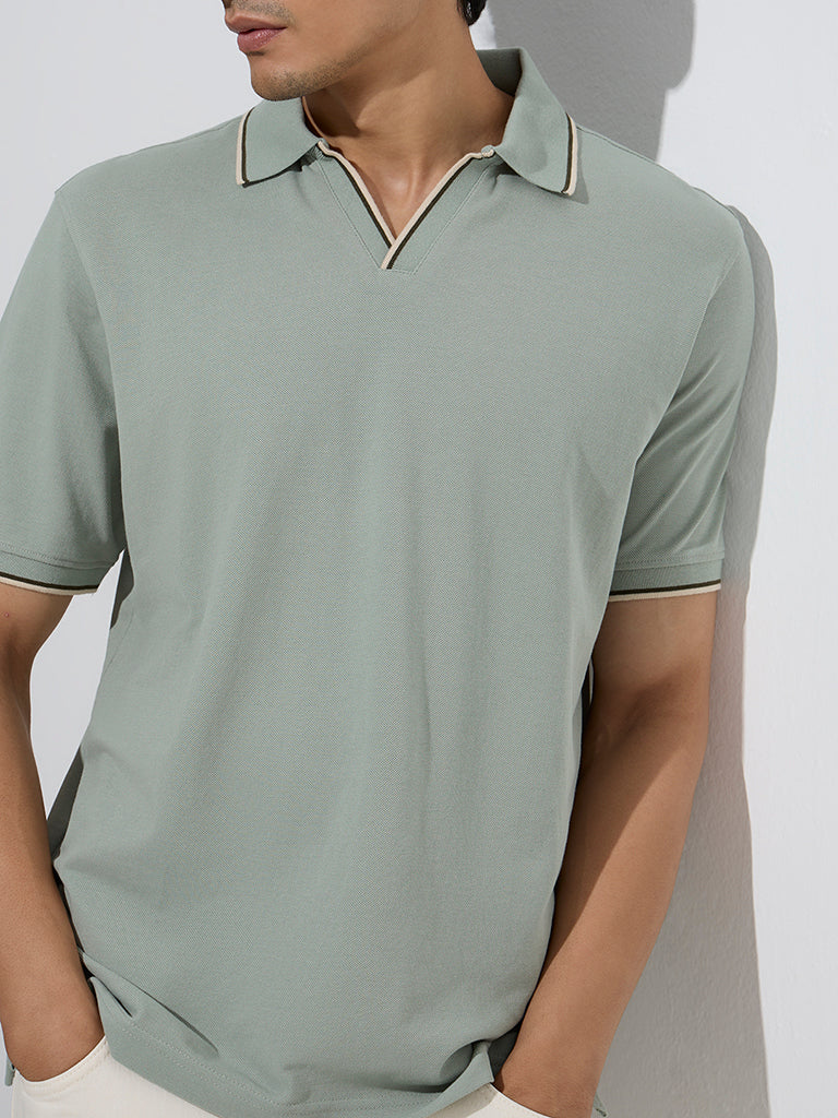 WES Casuals Sage Relaxed-Fit Cotton-Blend Polo T-Shirt