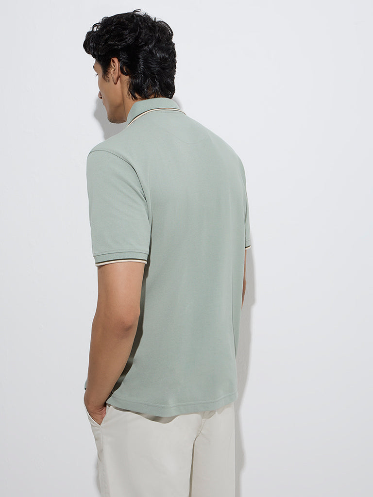 WES Casuals Sage Relaxed-Fit Cotton-Blend Polo T-Shirt