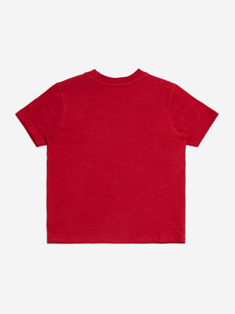 Westside HOP Kids Red Sea-Inspired Cotton T-Shirt for Casual Wear Back View
