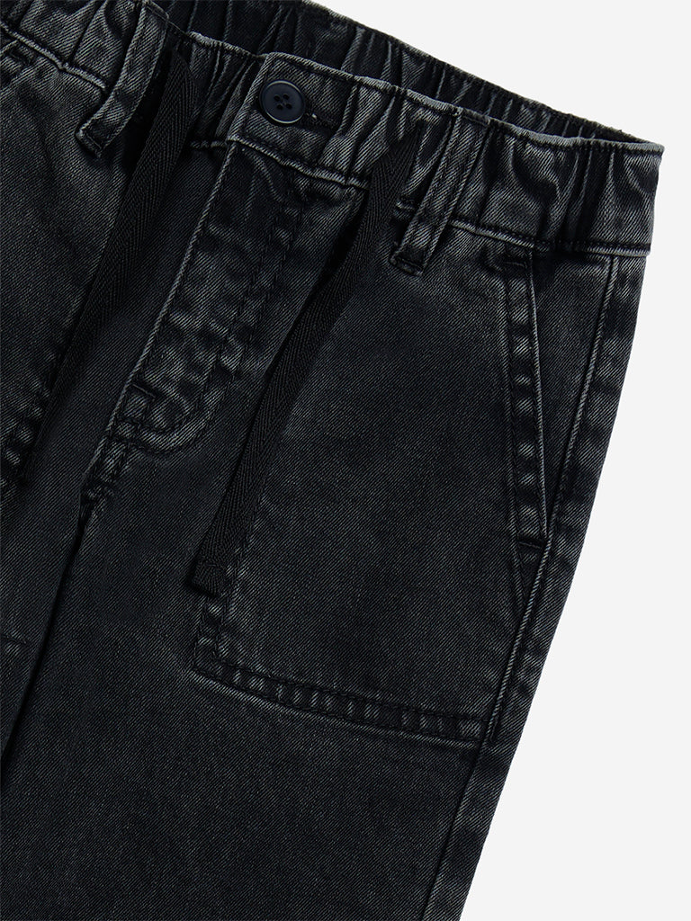 Westside HOP Kids Charcoal Relaxed-Fit Mid-Rise Jogger-Style Jeans for Casual Wear Zoomed View