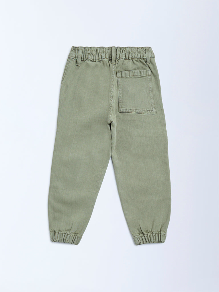 Westside HOP Kids Sage Relaxed-Fit Mid-Rise Jogger-Style Jeans for Casual Wear Back View