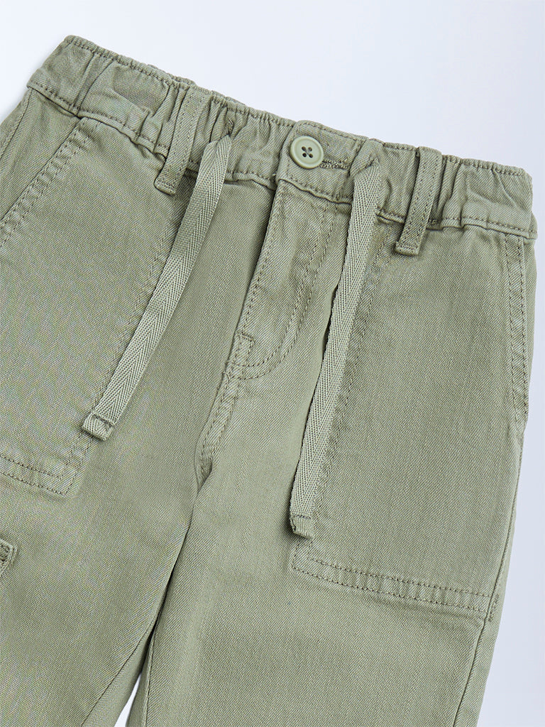 Westside HOP Kids Sage Relaxed-Fit Mid-Rise Jogger-Style Jeans for Casual Wear Zoomed View