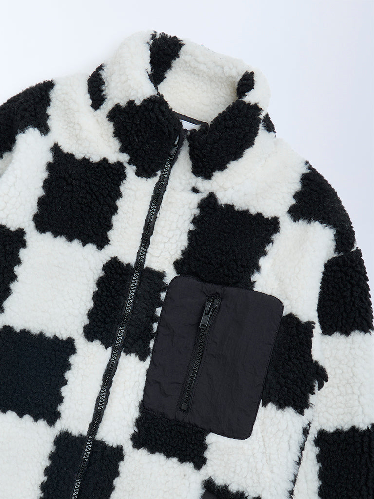 Boys Black and White Fleece Jacket