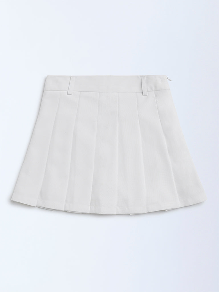 Buy Y&F Kids White Box Pleated High-Rise Skirt from Westside