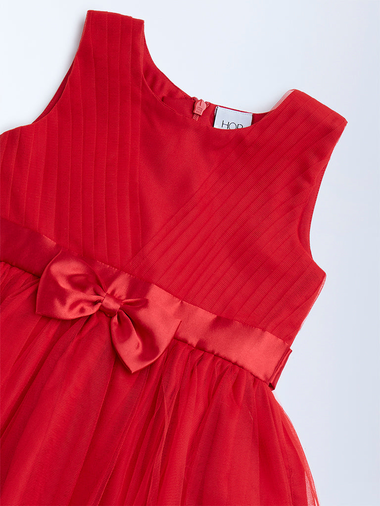 HOP Kids Red Bow Design Party Dress
