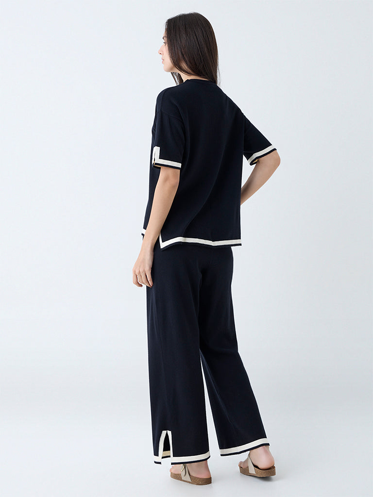 Wunderlove Black Solid High-Rise Lounge Pants