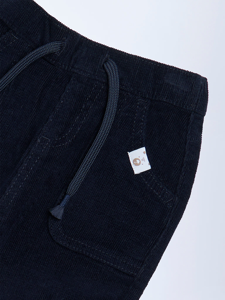 HOP Baby Boys Navy Mid-Rise Corduroy Joggers