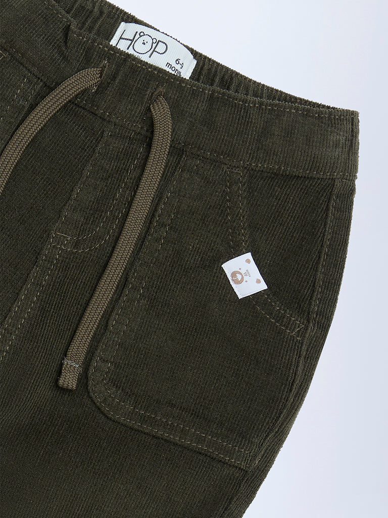 HOP Baby Olive Mid-Rise Corduroy Joggers