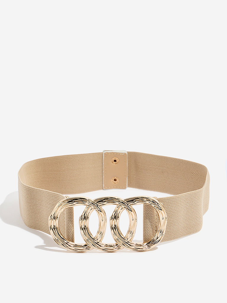 Buy Westside Accessories Beige Chain-Detailed Stretchable Belt