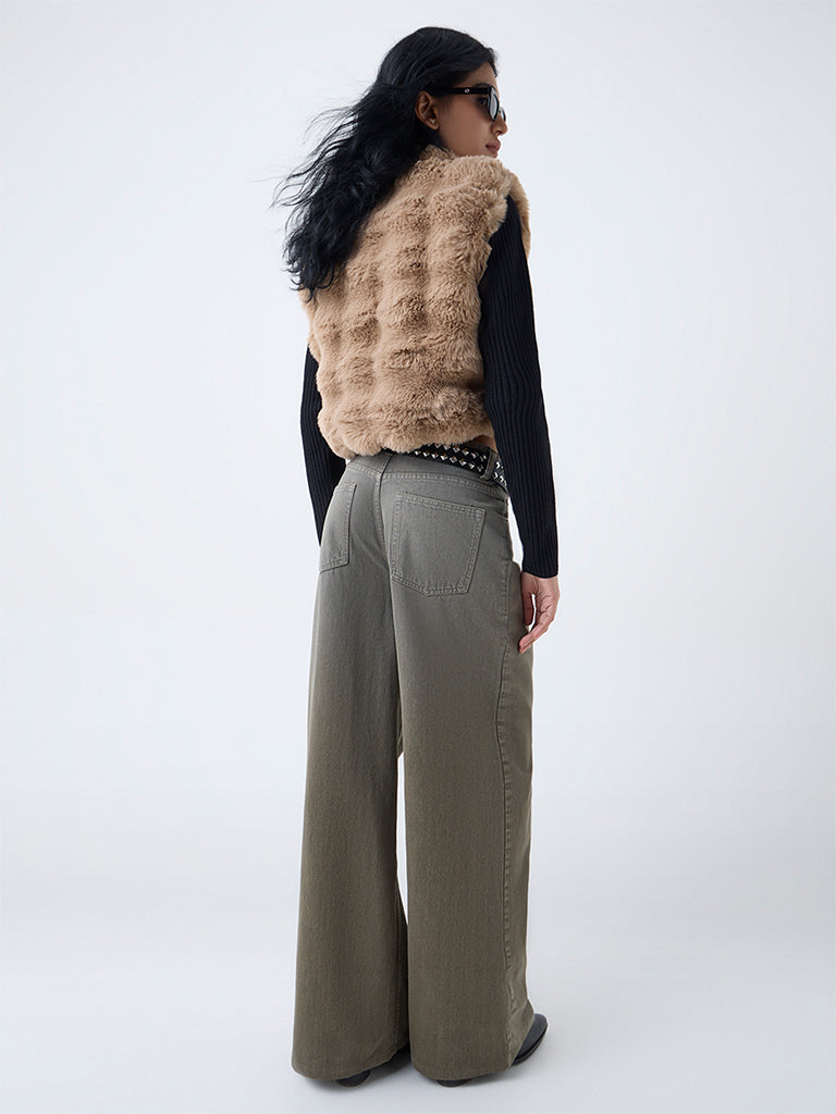 Nuon Beige Faux-Fur Jacket