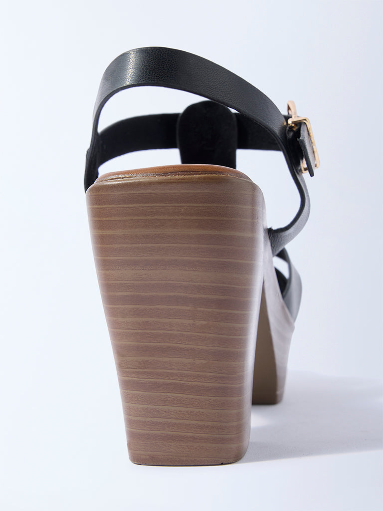 LUNA BLU Black Block Sandals
