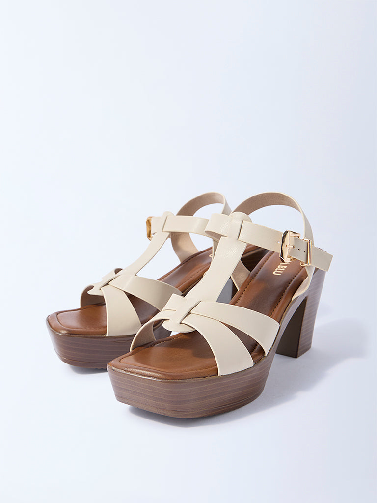 LUNA BLU Ivory Block Sandals