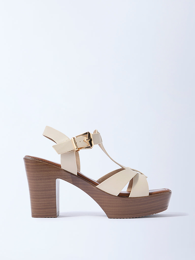 LUNA BLU Ivory Block Sandals