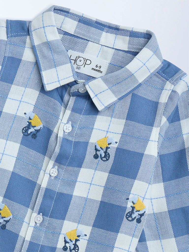 Westside HOP Baby Boys Blue Checks Design Cotton Shirt for Casual Wear Zoomed View