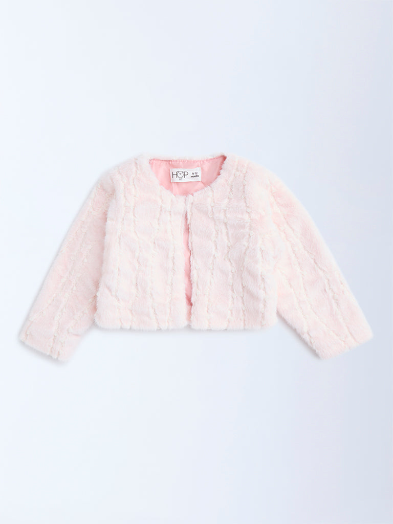 Buy HOP Baby Pink Faux Fur Jacket from Westside - Main Image