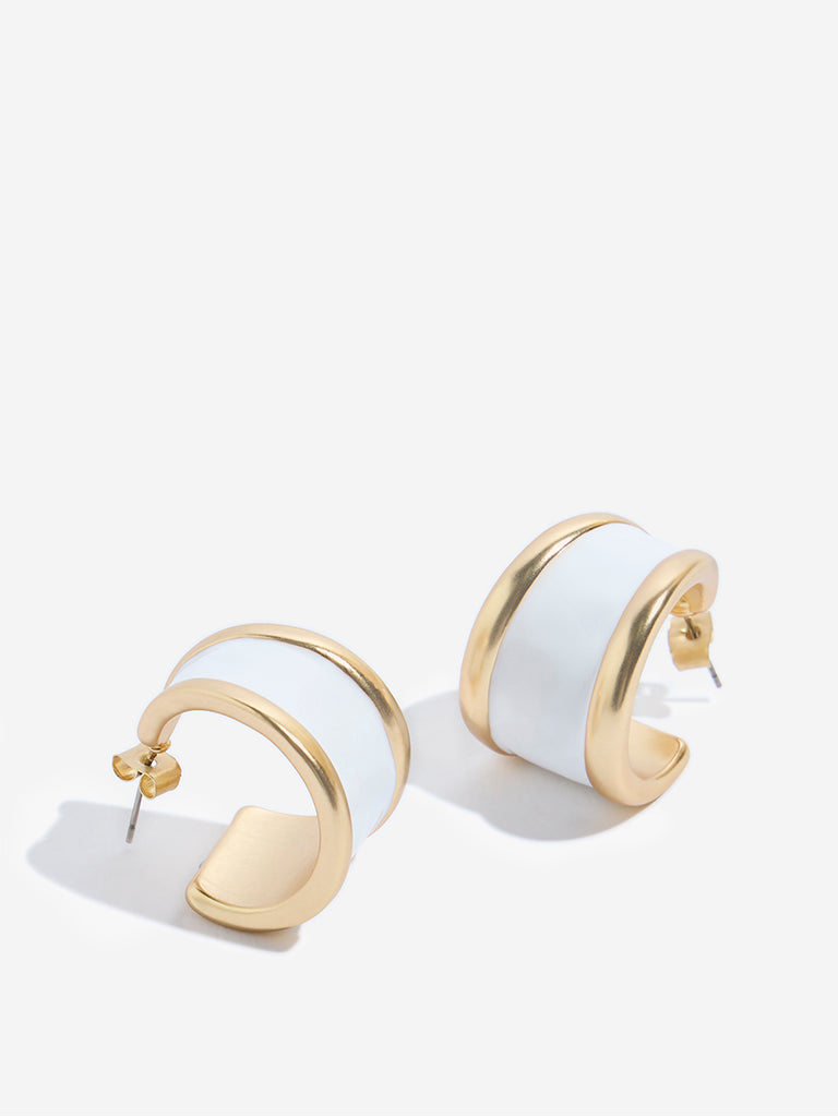 Westside Accessories Gold Enamel Hoop Earrings
