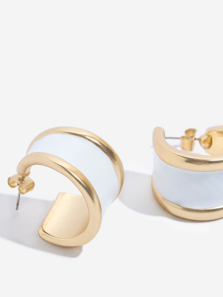 Westside Accessories Gold Enamel Hoop Earrings
