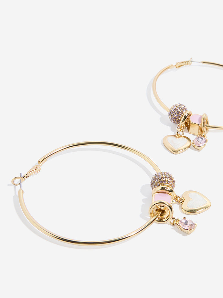 Westside Accessories Gold Charms-Detailed Hoop Earrings