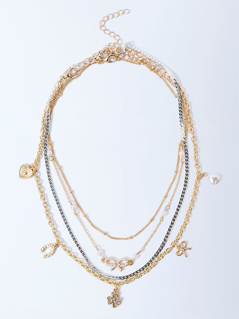 Westside Accessories Gold Pearlescent Choker Necklace Set - Pack of 4
