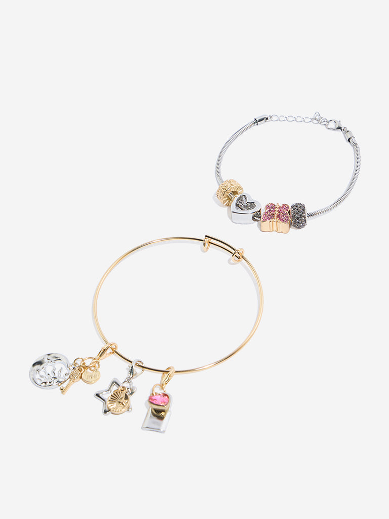 Westside Accessories Gold & Silver DIY Multi Charms Bracelet Set - Pack of 2