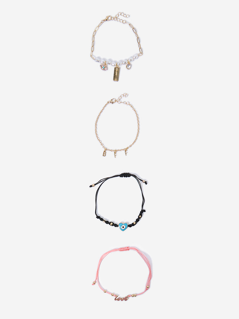 Westside Accessories Multicolour Friendship Bracelet Set - Pack of 4