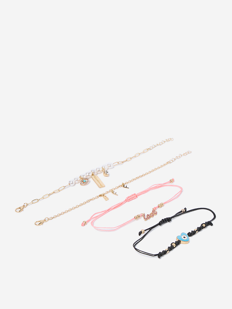 Westside Accessories Multicolour Friendship Bracelet Set - Pack of 4