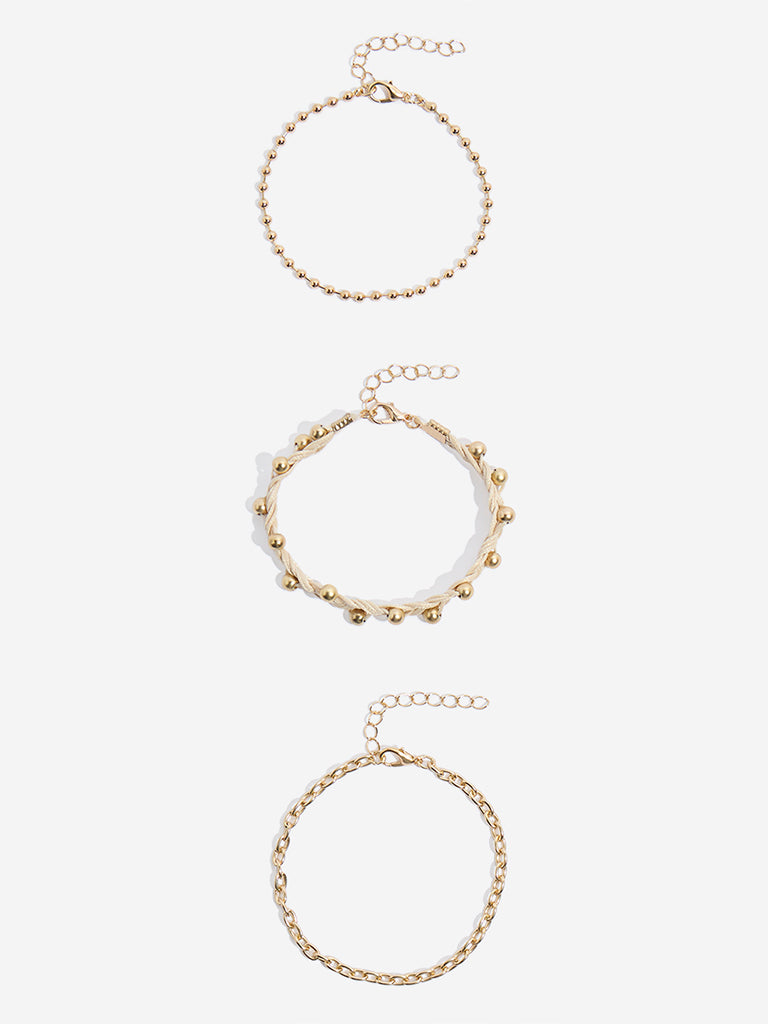 Buy Westside Accessories Gold Cord and Chain Bracelet Set Pack