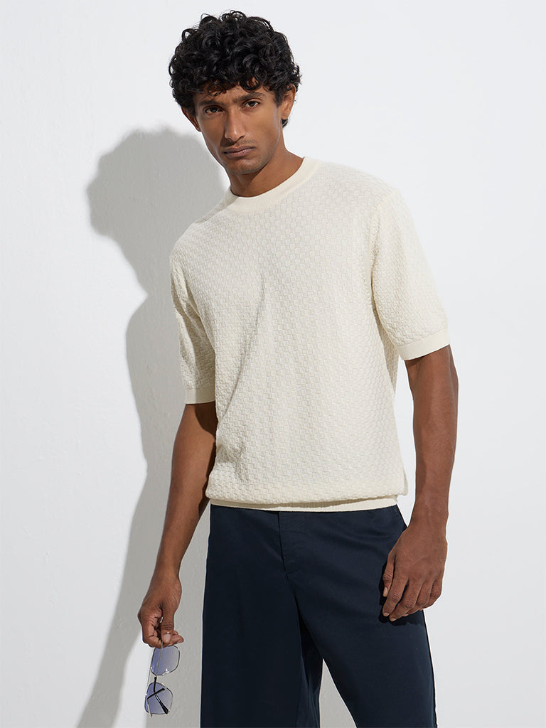 Ascot Light Yellow Relaxed-Fit Cotton-Blend T-Shirt