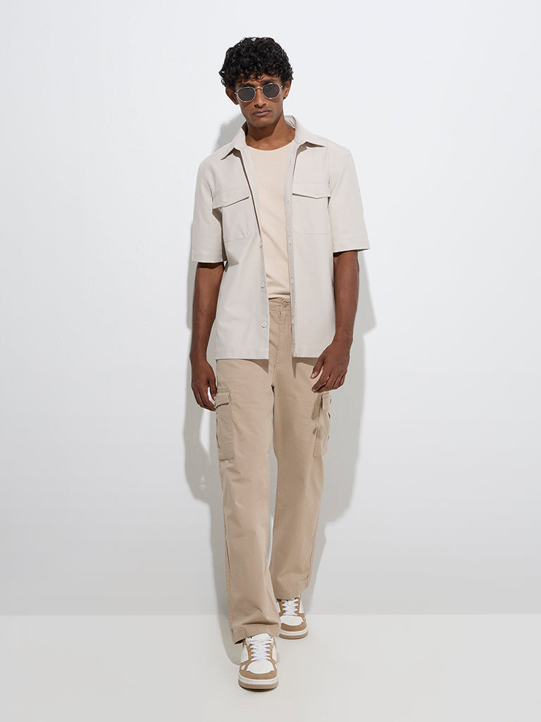 WES Casuals Beige Relaxed-Fit Shirt