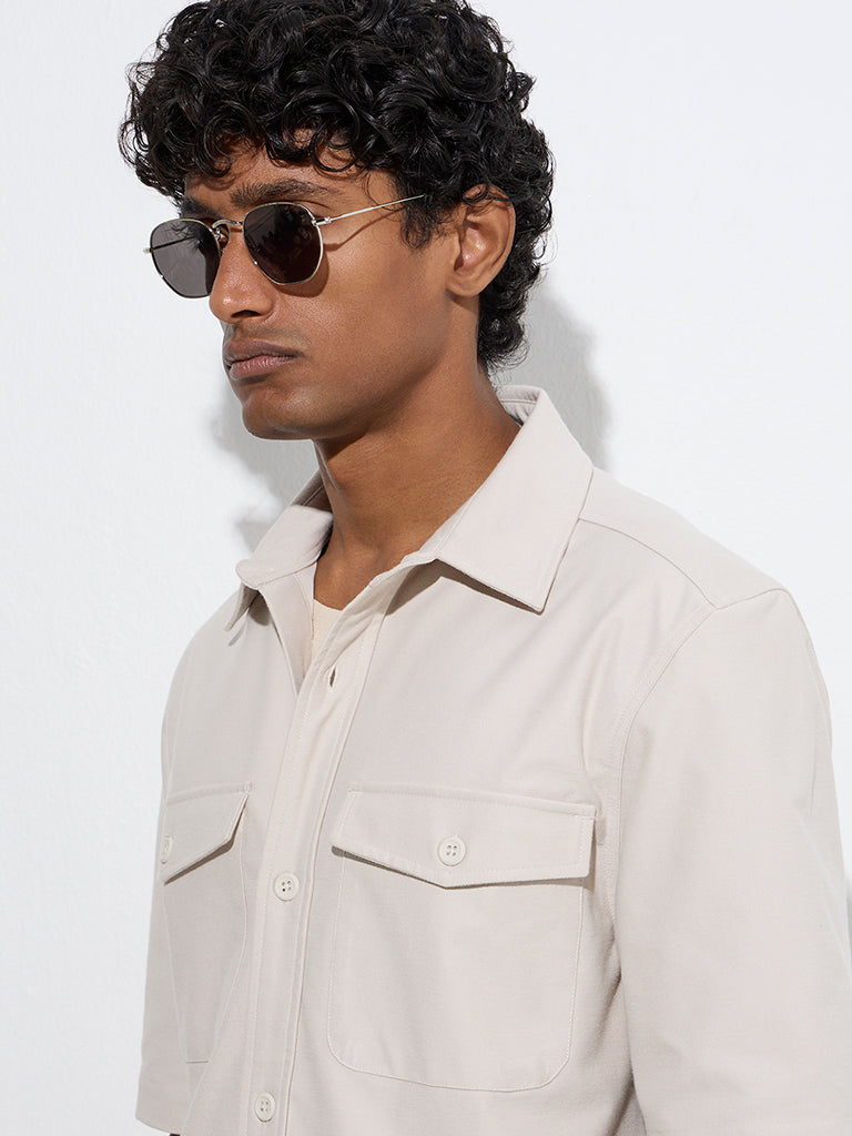 WES Casuals Beige Relaxed-Fit Shirt