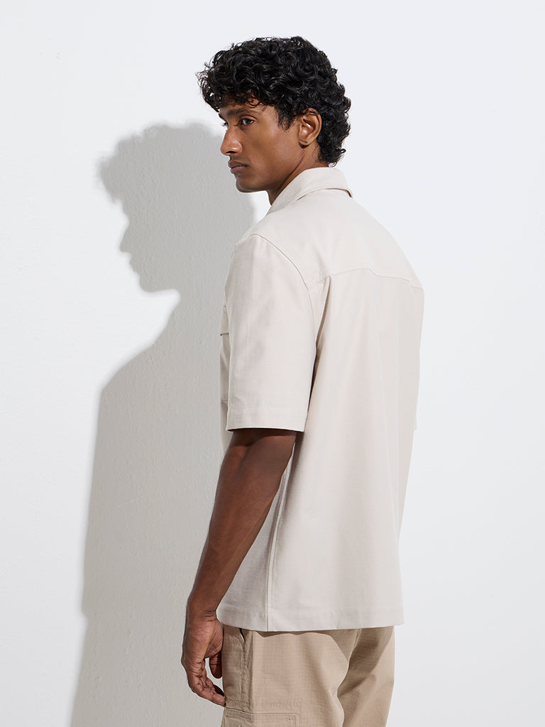 WES Casuals Beige Relaxed-Fit Shirt