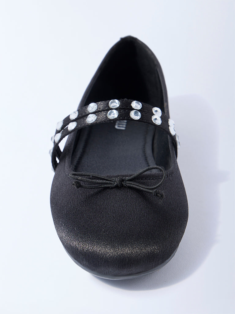 LUNA BLU Black Diamante Embellished Mary Jane Shoes