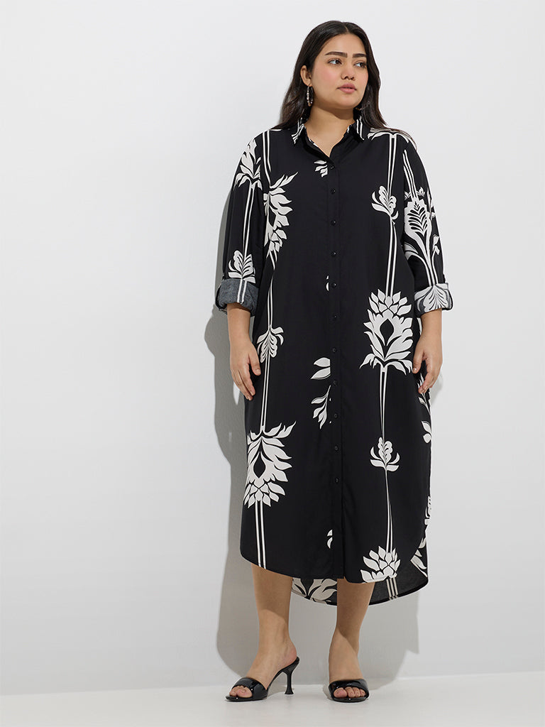 Tiaia Floral Appliqué Contrast Mini Dress - Black main image 1