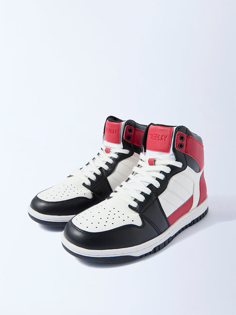 SOLEPLAY Red Colour-Blocked High-Top Boots