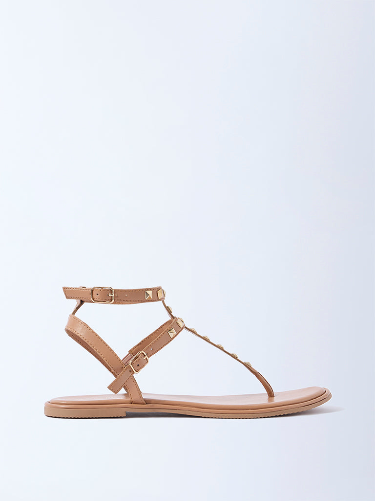 Buy LUNA BLU Tan Studded Gladiator Sandals from Westside