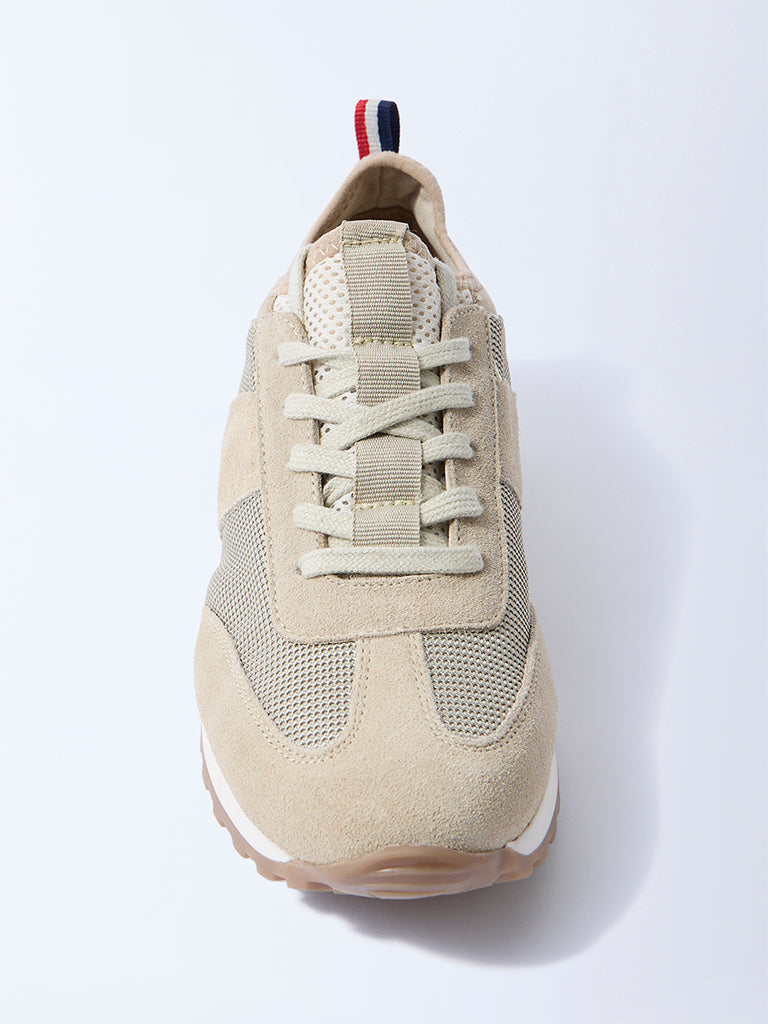 SOLEPLAY Beige Mesh-Detailed Lace-Up Sneakers
