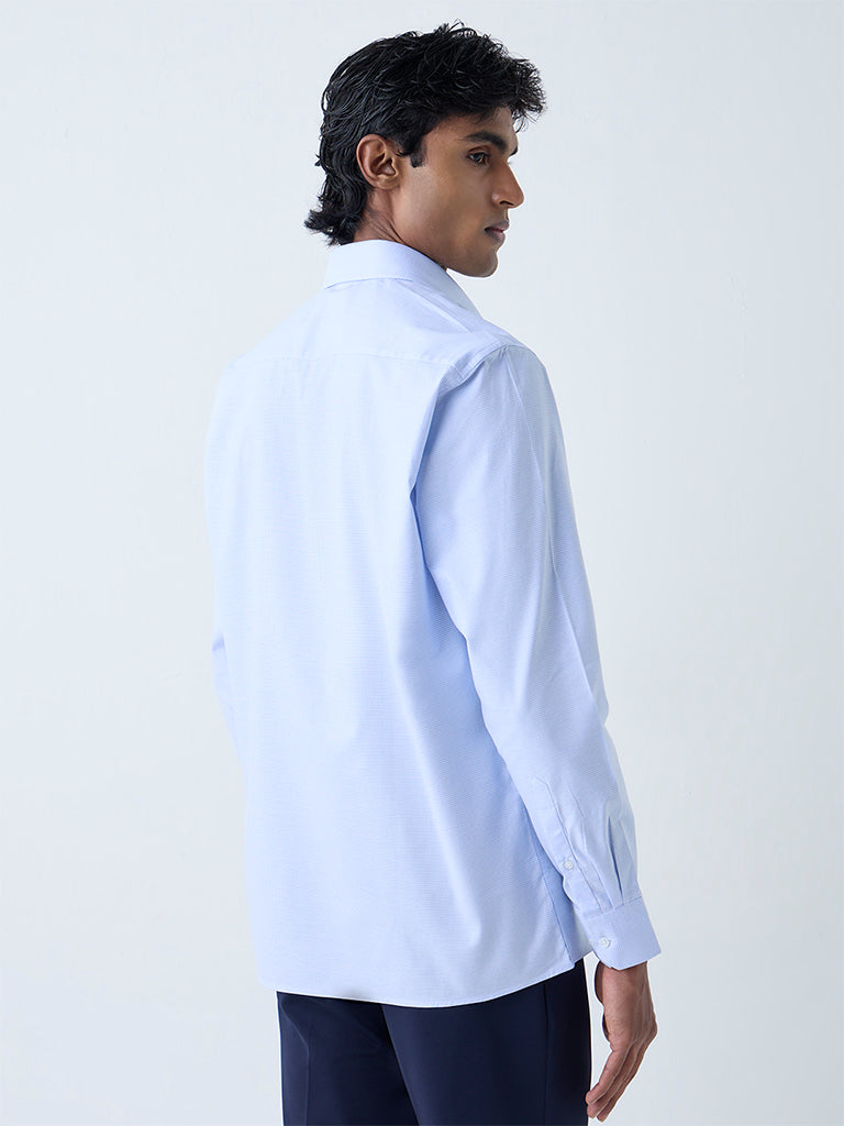 WES Formals Blue Checks Slim-Fit Cotton Shirt